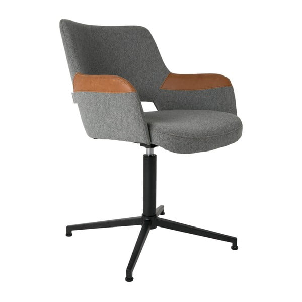 Sivá kancelárska stolička s hnedým detailom Zuiver Syl
