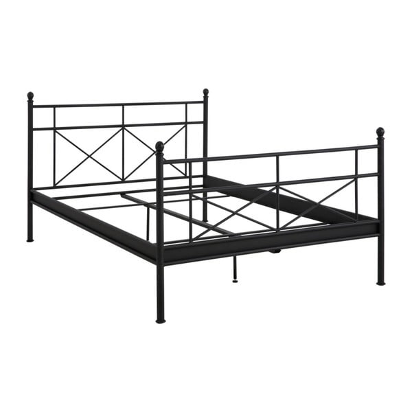 Čierna kovová dvojlôžková posteľ Støraa Tanja, 140 × 200 cm