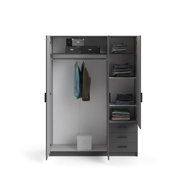 Tmavosivá šatníková skriňa 147x200 cm Sprint – Tvilum-image-2