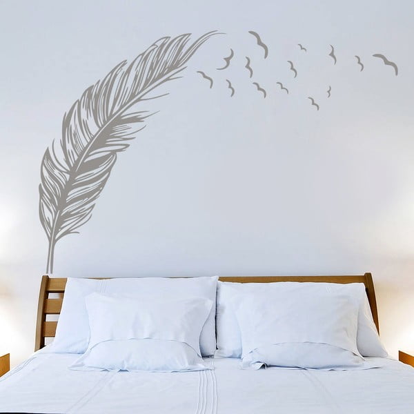 Samolepka na stenu  Pierko a vtáky, 70x50 cm