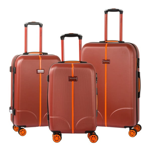 Sada 3 červených cestovných kufrov na kolieskách Murano Greece