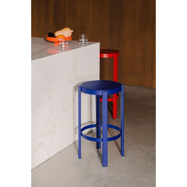 Modrá oceľová barová stolička (výška sedadla 65 cm) Doon – noo.ma-image-1
