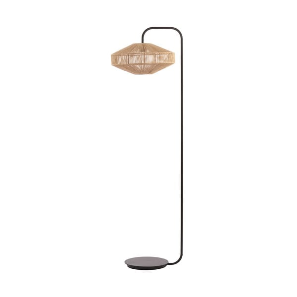 Stojacia lampa s textilným tienidlom v matnej čierno-prírodnej farbe (výška 164 cm) Lyra – Light & Living