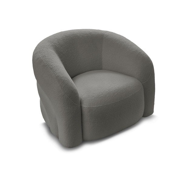 Sivé otočné kreslo z textílie buklé Elina – Bobochic Paris-image-4