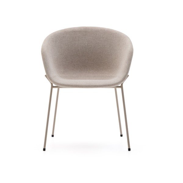 Béžové čalúnené jedálenské kreslo s podrúčkami Yvette – Kave Home-image-3