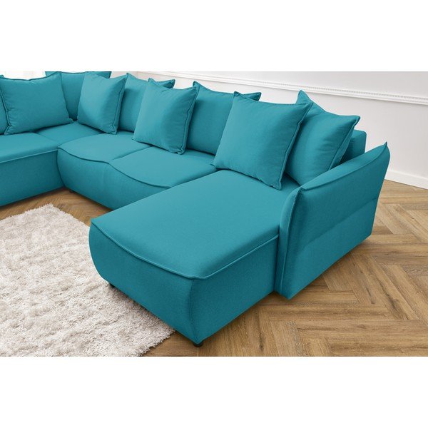 Tyrkysovomodrá rozkladacia rohová pohovka (ľavý roh) Leon – Bobochic Paris-image-1