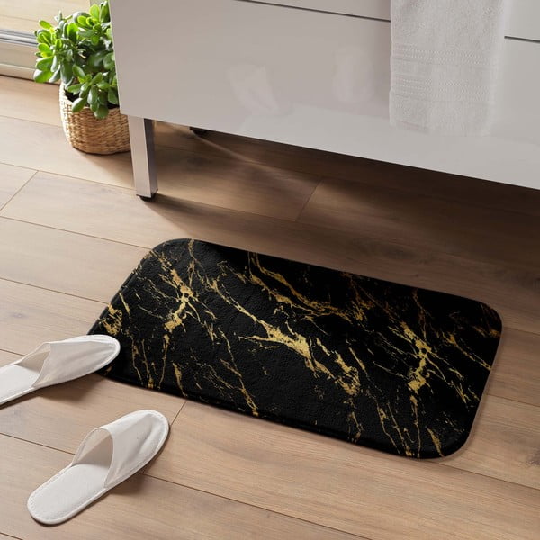 Čierna/v zlatej farbe kúpeľňová predložka 45x75 cm Aquamarbre – douceur d'intérieur-image-1