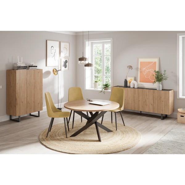 Okrúhly jedálenský stôl s doskou v dubovom dekore 120x120 cm Ther – Marckeric-image-1