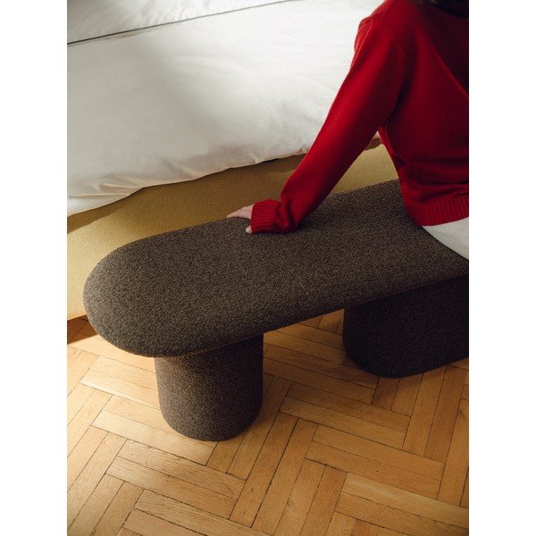 Hnedá polstrovaná lavica z textílie buklé Rull – noo.ma-image-1