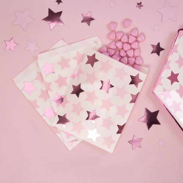 Sada 25 papierových vreciek na sladkosti Neviti Little Star Pink