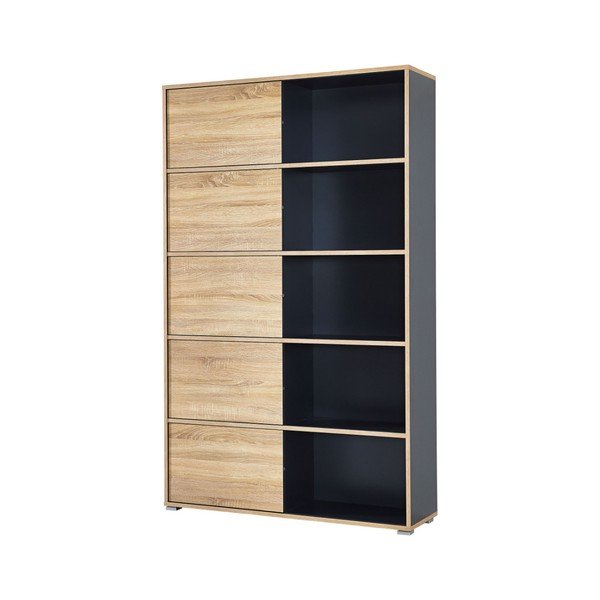 Čierna knižnica s posuvnými dvierkami Germania Slide-image-4