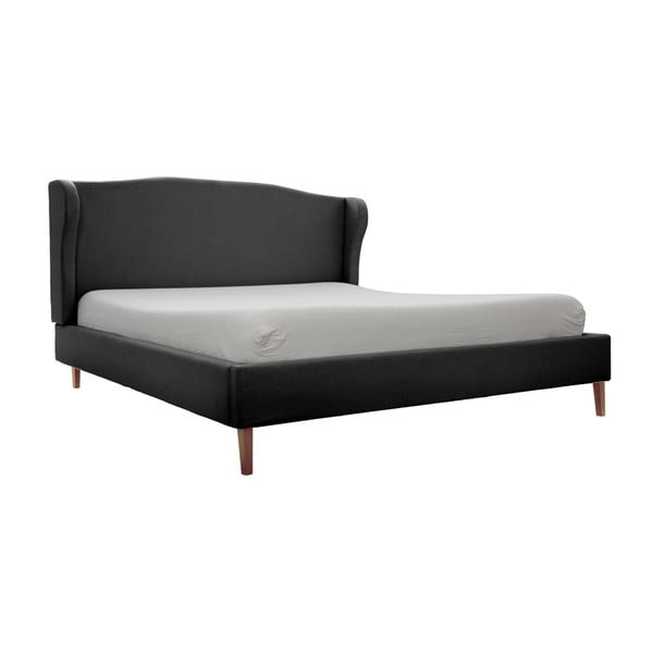 Čierna posteľ s prírodnými nohami Vivonita Windsor, 180 × 200 cm
