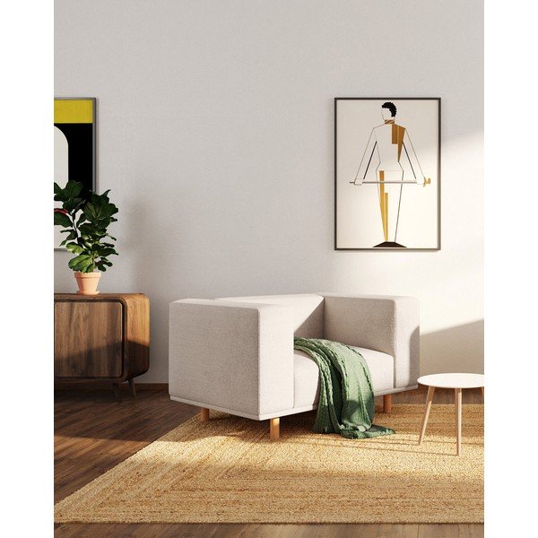 Béžové relaxačné kreslo z textílie bouclé Kukumo – Ame Yens-image-1