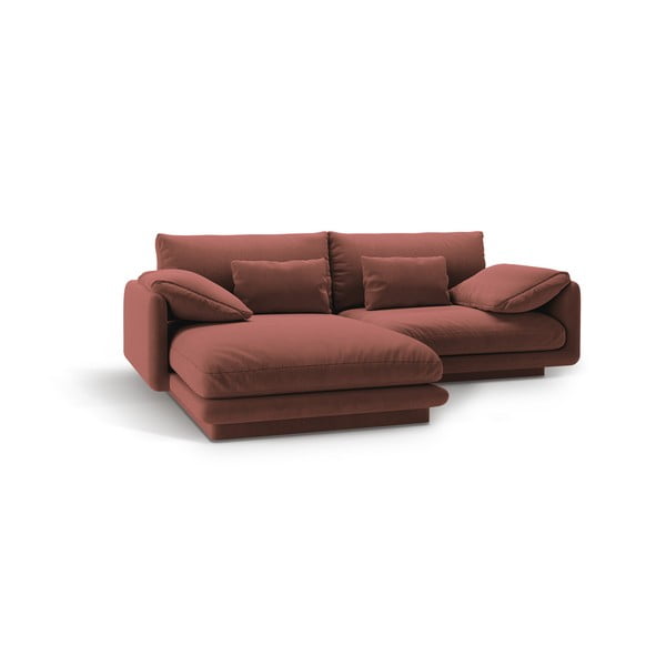 Ružová zamatová rohová pohovka (ľavý roh/s leňoškou) Torino – Micadoni -image-2