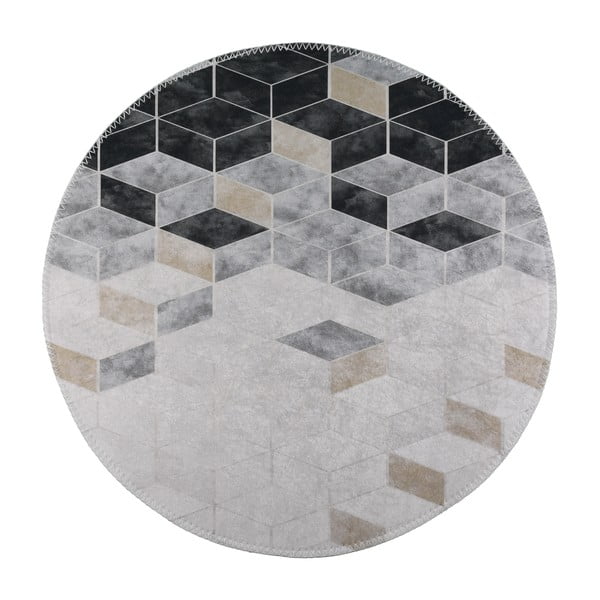 Biely/sivý umývateľný okrúhly koberec ø 100 cm – Vitaus