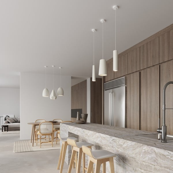 Biele závesné svietidlo s keramickým tienidlom ø 8 cm Alverna – Sollux-image-1