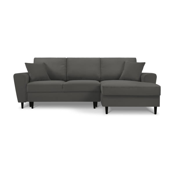 Tmavosivá menčestrová rozkladacia/s úložným priestorom rohová pohovka (pravý roh/s leňoškou) Kyoto – Cosmopolitan Design