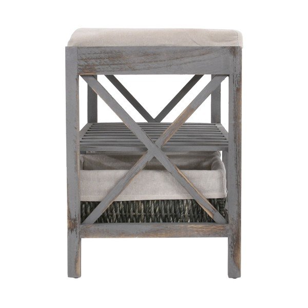 Polica na topánky s lavicou Mendler Shabby, sivá-image-3