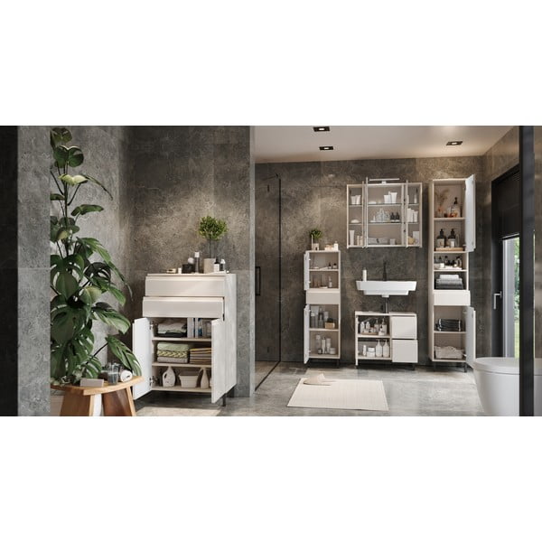 Krémová nízka skrinka pod umývadlo 60x56 cm Salinas – Germania-image-1