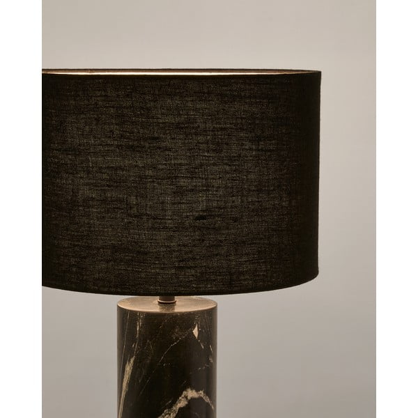 Čierna mramorová stolová lampa s textilným tienidlom (výška 57 cm) Vex – Kave Home-image-2