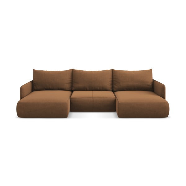 Oranžová rozkladacia/s úložným priestorom rohová pohovka Nanea – Makamii