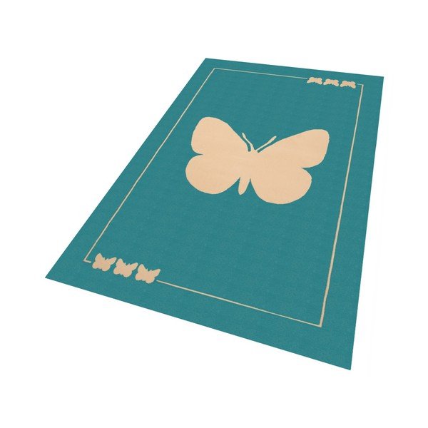 Detský tyrkysový koberec Zala Living Butterfly, 140 × 200 cm-image-1