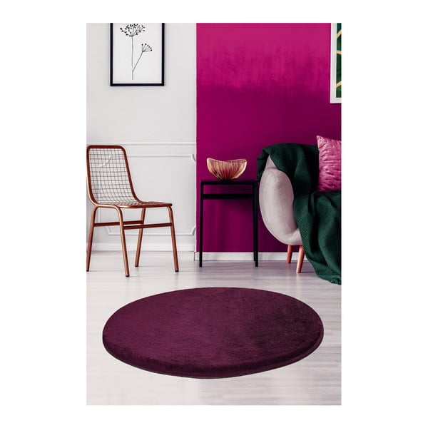 Tmavofialový koberec Milano, ⌀ 90 cm