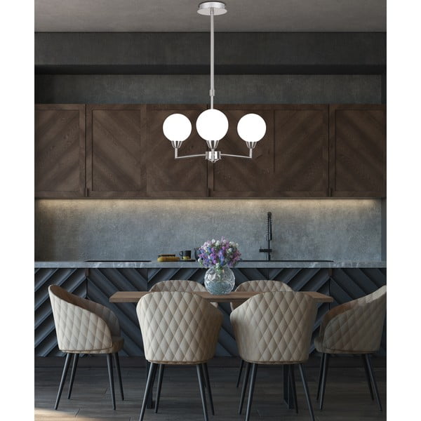 Závesné svietidlo v striebornej farbe so skleneným tienidlom Logos - Candellux Lighting-image-1