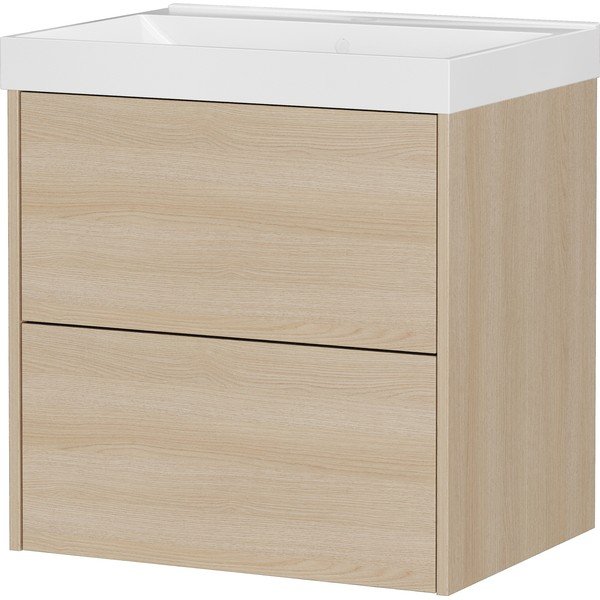 Závesná skrinka pod umývadlo v dekore duba v prírodnej farbe 61x65 cm Bodera – Germania