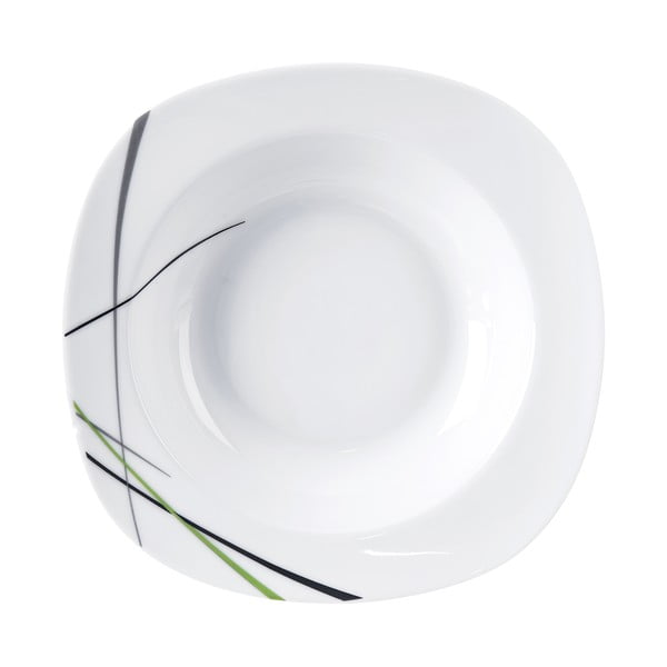 Biely porcelánový hlboký tanier Orion Green