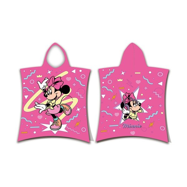 Ružové bavlnené detské pončo veľkosť 3-8 rokov Minnie "Sparkle" – Jerry Fabrics