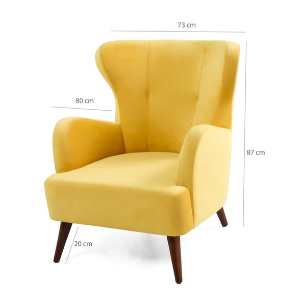 Žlté kreslo ušiak Balcab Home Jane-image-3