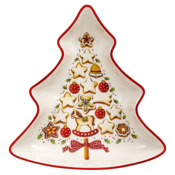 Červeno-biela porcelánová servírovacia miska v tvare vianočného stromčeka Villeroy & Boch Tree, 17,5 x 16,5 cm-image-2