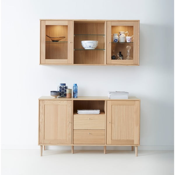 Závesná vitrína s osvetlením v dekore duba 133x61 cm Mistral - Hammel Furniture-image-1