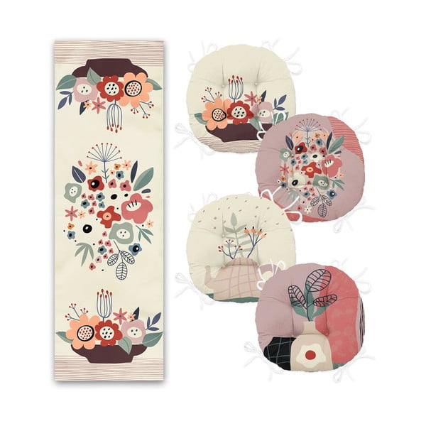 Set 4 ks sedákov a behúňa na stôl – Mila Home-image-1