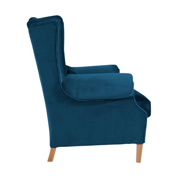 Petrolejovomodré zamatové kreslo ušiak Max Winzer Harvey Velvet-image-3
