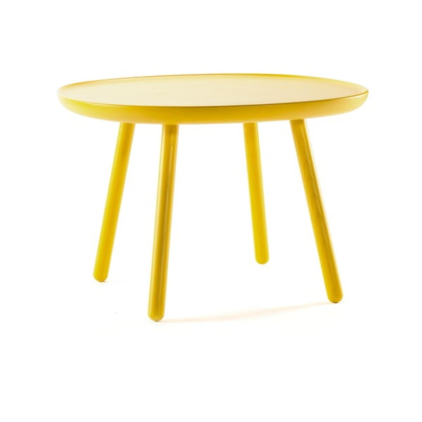 Žltý stolík z masívu EMKO Naïve, ø 64 cm