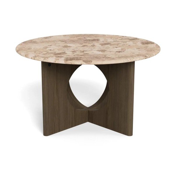 Okrúhly konferenčný stolík s mramorovou doskou v tmavo prírodnej farbe ø 80 cm Foley – Actona-image-4