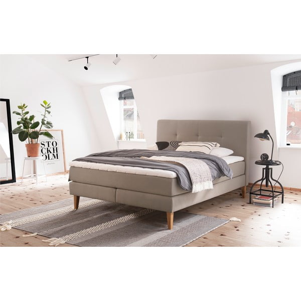Béžová boxspring posteľ 160x200 cm Stockholm – Meise Möbel-image-1