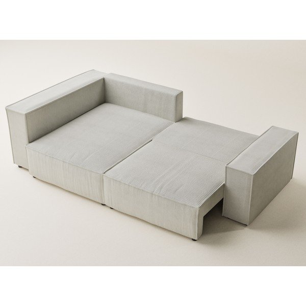 Krémová menčestrová rozkladacia/s úložným priestorom rohová pohovka (ľavý roh/do L) Tonga – Maison de Rêve-image-3