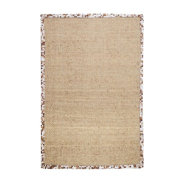 Konopný koberec s koženým lemom Brazilia Natural, 160x230 cm