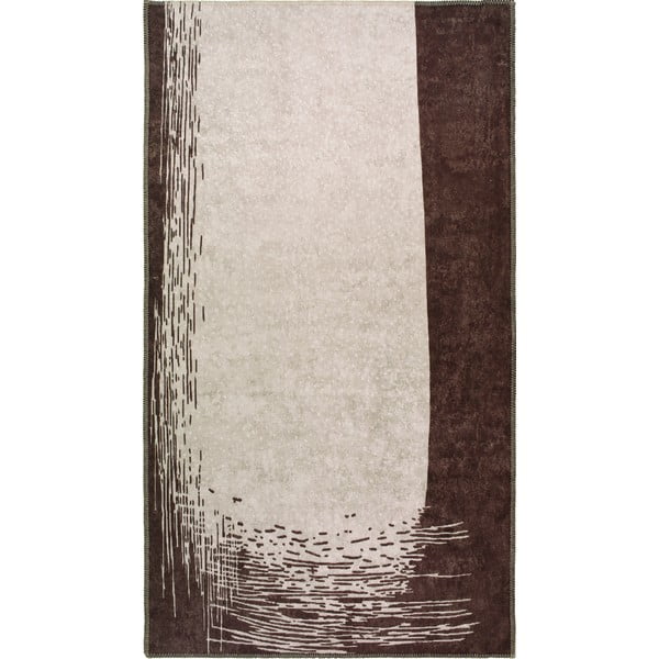 Tmavohnedo-krémový prateľný koberec behúň 200x80 cm - Vitaus
