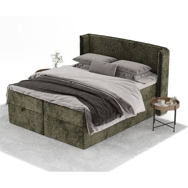 Tmavozelená boxspring posteľ s úložným priestorom 160x200 cm Passion – Maison de Rêve-image-2