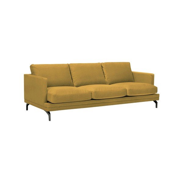Žltá trojmiestna pohovka s podnožou v čiernej farbe Windsor & Co Sofas Jupiter-image-1