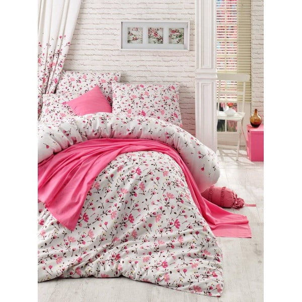 Sada prikrývky cez posteľ, plachty a obliečky Flomar Pink, 160x235 cm