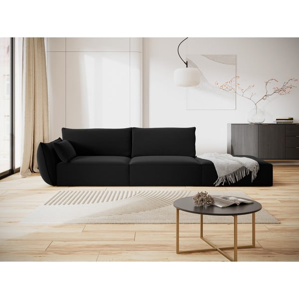 Čierna zamatová pohovka ľavý roh 264 cm Vanda – Mazzini Sofas-image-1