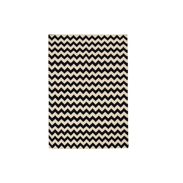 Ručne tkaný koberec Zig Zag Black, 120x180 cm