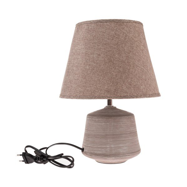 Béžovosvetlohnedá stolová lampa s textilným tienidlom (výška 33 cm) – Dakls-image-1