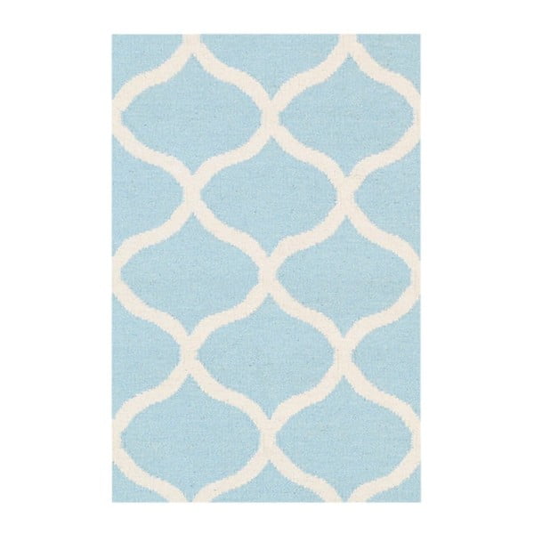 Ručne tkaný modrý vlnený koberec Alize, 90x60cm