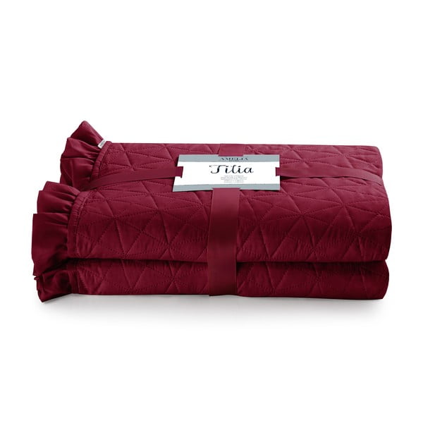Červený pléd cez posteľ AmeliaHome Tilia, 260 x 240 cm-image-2